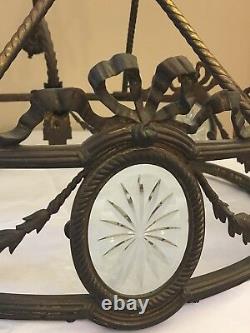 Antique Bronze French Louis XV Basket Chandelier E. F. Caldwell Attribute