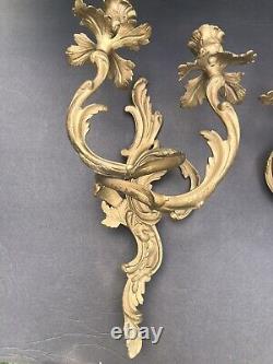 Antique Bronze Louis XVI Style Anthacus Double Armed French Wall Sconces 15