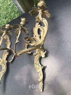 Antique Bronze Louis XVI Style Anthacus Double Armed French Wall Sconces 15