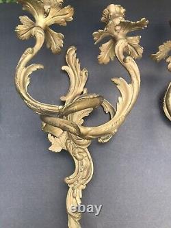 Antique Bronze Louis XVI Style Anthacus Double Armed French Wall Sconces 15