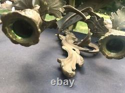 Antique Bronze Louis XVI Style Anthacus Double Armed French Wall Sconces 15