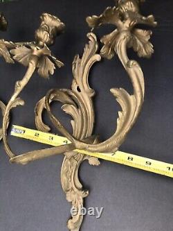 Antique Bronze Louis XVI Style Anthacus Double Armed French Wall Sconces 15