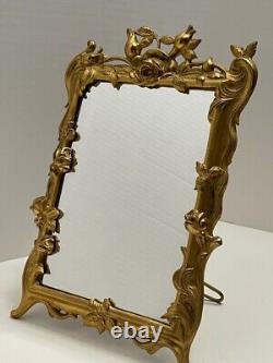 Antique C. 1920s Gold Gilt French Louis XV Style Table Top Vanity Mirror