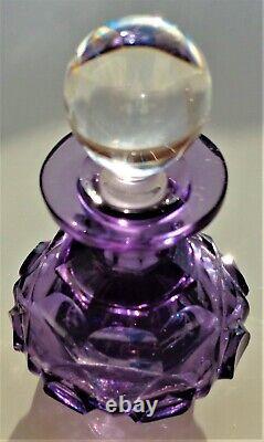 Antique C1890 French Amethyst Handcut Crystal Perfume Bottle St Louis Baccarat
