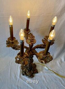 Antique Candelabras, RESIN French, Louis XV Style Five Light, Pair Rare