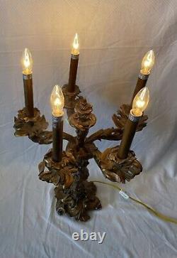 Antique Candelabras, RESIN French, Louis XV Style Five Light, Pair Rare