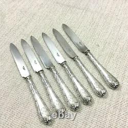 Antique Christofle Silver Plated Dessert Cutlery RUBANS Set of 6 French Louis