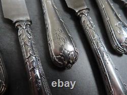 Antique Christofle Silver Plated Dessert Cutlery RUBANS Set of 6 French Louis