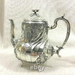Antique Christofle Silver Plated Tea Set Teapot French Louis XIV Art Nouveau