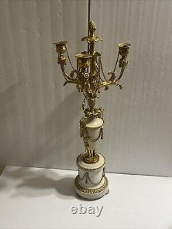 Antique Eagle Bird French Louis XVI Style Gilt Bronze Marble Pair Of Candelabra