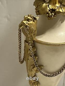 Antique Eagle Bird French Louis XVI Style Gilt Bronze Marble Pair Of Candelabra
