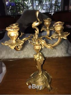Antique FR Ormolu Gilt Bronze Four-Branch Candelabras 1880 Louis XV PRICE CUT