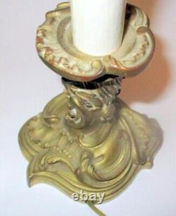 Antique FRENCH BRONZE Ormolu Candlestick LAMP Ornate Louis XV ROCOCO design