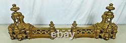 Antique Fireplace Fender Front Guard Brass Louis XVI French Ornate Adjustable