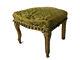 Antique Footstool Ottoman French Green Fabric Carvings Louis Xv Style
