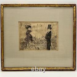 Antique Framed Late 19th C. Etching The Bouquet By Jean-Louis Forain