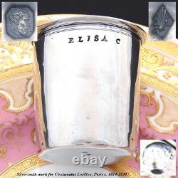Antique French 1819-1838 Sterling Silver Wine or Mint Julep Cup, Timbale, Elisa