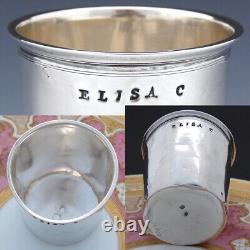 Antique French 1819-1838 Sterling Silver Wine or Mint Julep Cup, Timbale, Elisa