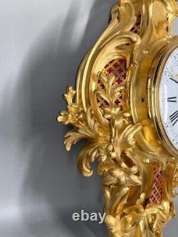 Antique French 1855 Louis XV Bronze Cartel Clock