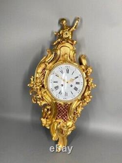 Antique French 1855 Louis XV Bronze Cartel Clock