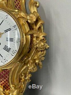 Antique French 1855 Louis XV Bronze Cartel Clock Free Worldwide Shipping
