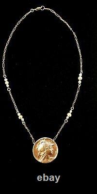 Antique French 1890s Louis Armand Rault Artemis & Athena Dragon Necklace Signed