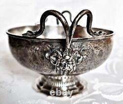 Antique French 18th Century Louis XVI Silver Plate Handles Satyr Dish Bowl Cup