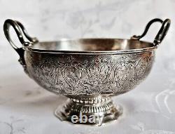 Antique French 18th Century Louis XVI Silver Plate Handles Satyr Dish Bowl Cup