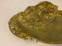 Antique French Art Nouveau Gilt Bronze Louchet Ciseleur Theophile Hingre Tray