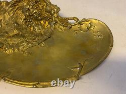 Antique French Art Nouveau Gilt Bronze Louchet Ciseleur Theophile Hingre Tray