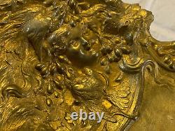 Antique French Art Nouveau Gilt Bronze Louchet Ciseleur Theophile Hingre Tray