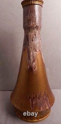 Antique French Art Pottery Louis Franchet Les Yvelines, Gold Crackle Glaze Vase