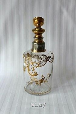 Antique French Baccarat Louis XV gilt enamel vanity set c 1900