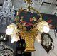 Antique French Basket Gilt Bronze Louis Style Ormolu Floral 4 Light Chandelier