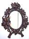 Antique French Black Forest Louis Xvi Style Large Oval Mirror Floral Carved Wood