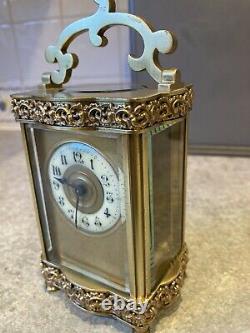 Antique French Brass Carriage Clock, Louis XV Doucine needs Service VGC