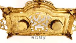Antique French Brass Double Inkwell with Rocker Ink Blotter, Louis XIV Style