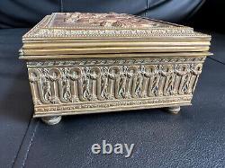 Antique French Bronze Box Leather Interior French Louis XVI