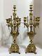 Antique French Bronze Dore Louis Xv Pair Of 5 Branch Candleabra 22 1/2 1870