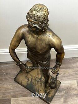 Antique French Bronze Gladiator Warrior Sculpture After Emile Louis Picault
