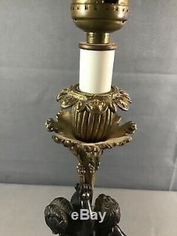 Antique French Bronze & Marble Lamp Putti Cherub Louis XVI Style WORKS