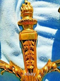 Antique French Bronze Pair Double Light Arm Wall Sconces Louis XVI Style