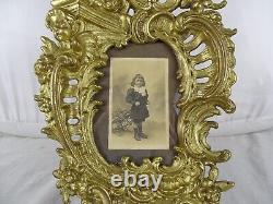 Antique French Bronze Picture Frame Regence Style Angel and Chimera 19th