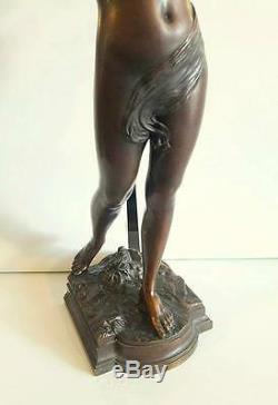 Antique French Bronze Sculpture Nude Woman Of Jean Louis Gregoire