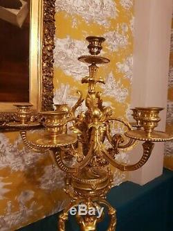 Antique French, Candelabra Louis XVI, gilded bronze Putto Atlante, after Prieur, 19t