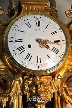 Antique French Cartel Wall Clock Ormolu Gilt Bronze Louis XVI style Delinge
