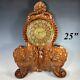 Antique French Carved 25 Wall Or Mantle Clock, Louis Xiv Dolphins, Nude & Swans