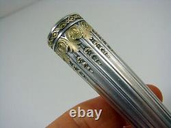 Antique French Carved Sterling Silver & Vermeil Umbrella Set Louis XVI Marks Box