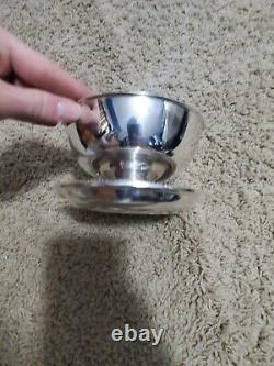 Antique French Christofle Silverplate Bowl with Saucer Tray Louis XVI Pattern