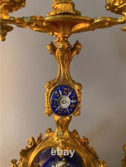 Antique French Clock & Candelabra Set in the Style of Louis XV STUNNING Works
